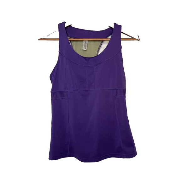 Athleta Tank Top Medium M Purple Racerback Sleeveless Active Shelf Bra Pockets - Picture 1 of 8